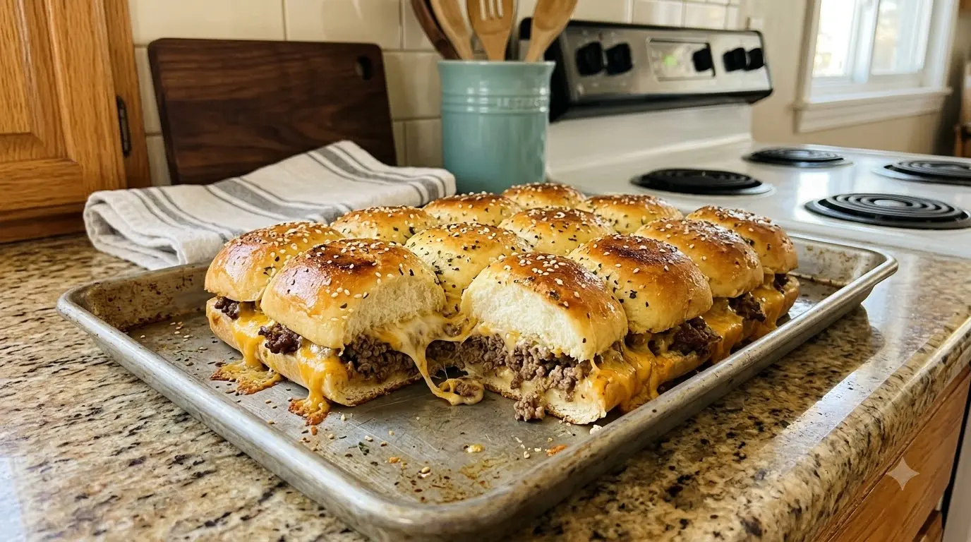 Beef Cheddar Slider Bake – Buttery, Cheesy & Loaded with Savory Beef