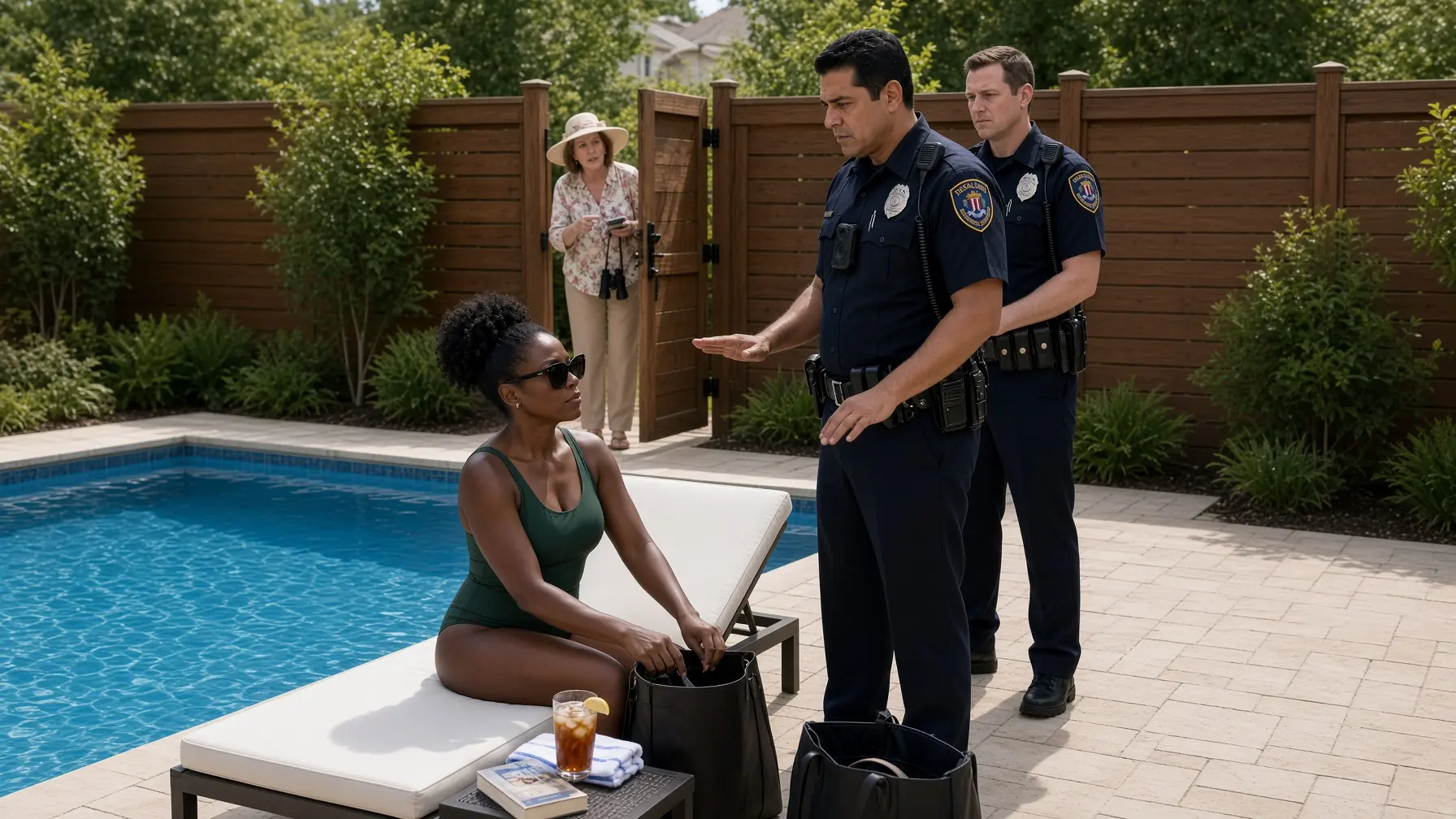 Neighbor Calls Cops to Arrest Woman for Sunbathing at Her Own Pool—Unaware She’s the FBI Chief!