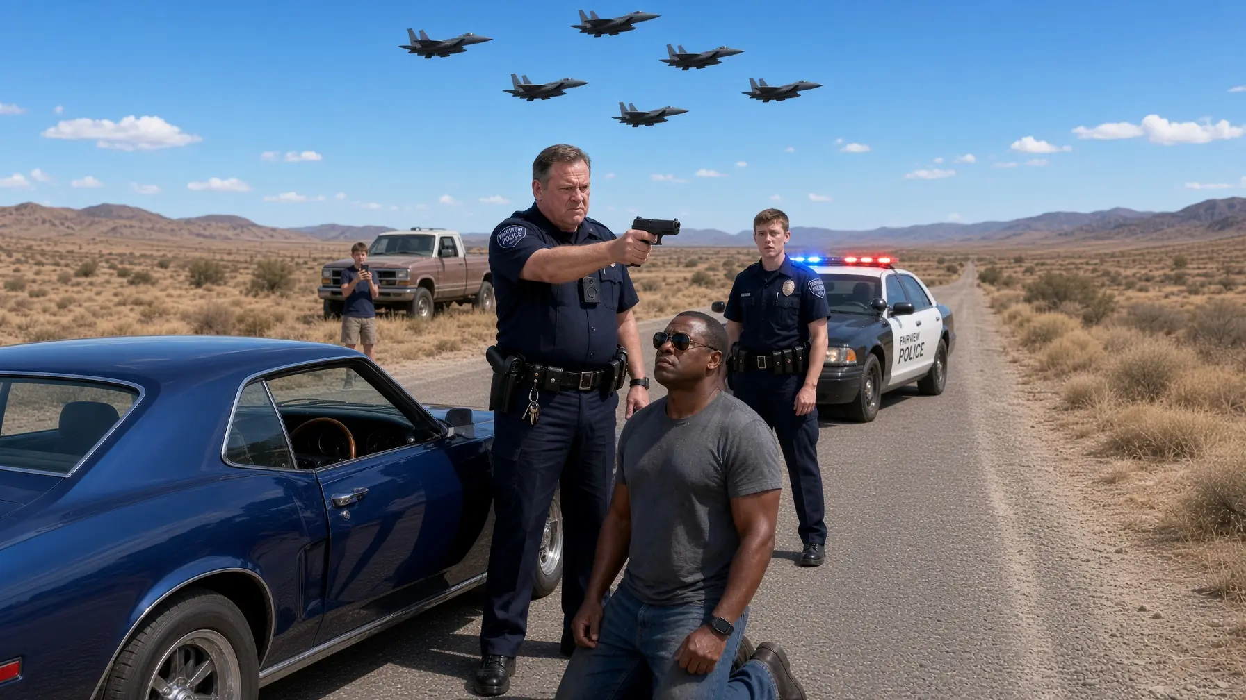 Racist Cop Forces Black Air Force Commander to Kneel — Then Fighter Jets Fly Overhead