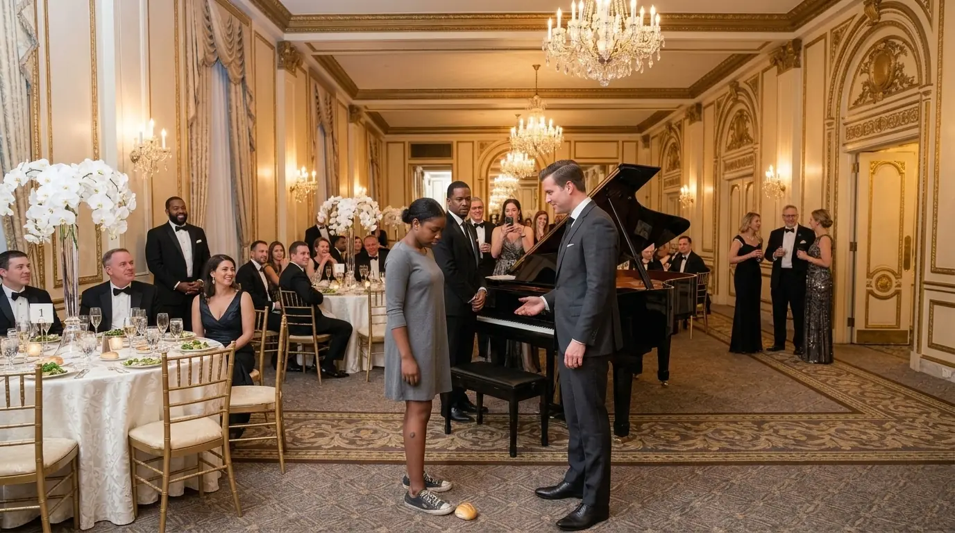"If You Can't Play, You Don't Eat," Billionaire Mocks Black Homeless Girl — 3 Notes, the Room Silent