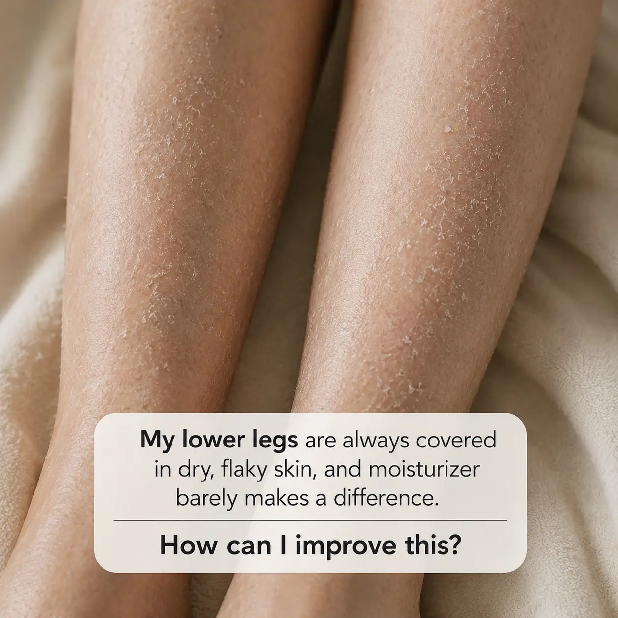My lower legs keep developing fine white scales, and lotion barely helps. What can I do now?