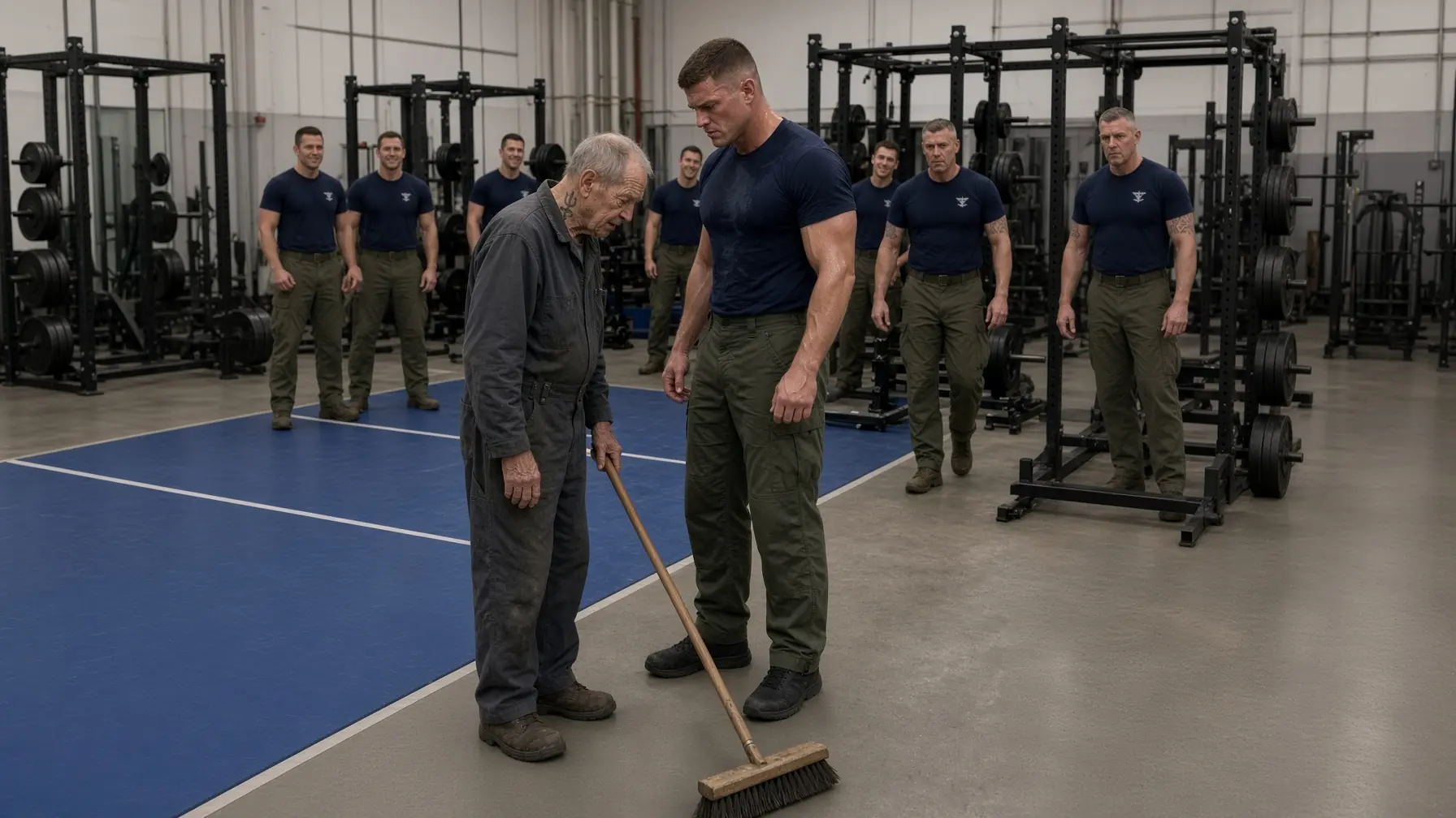 Just A Quiet Janitor At The Private Gym — Until The Boss Spotted The Tattoo On His Neck