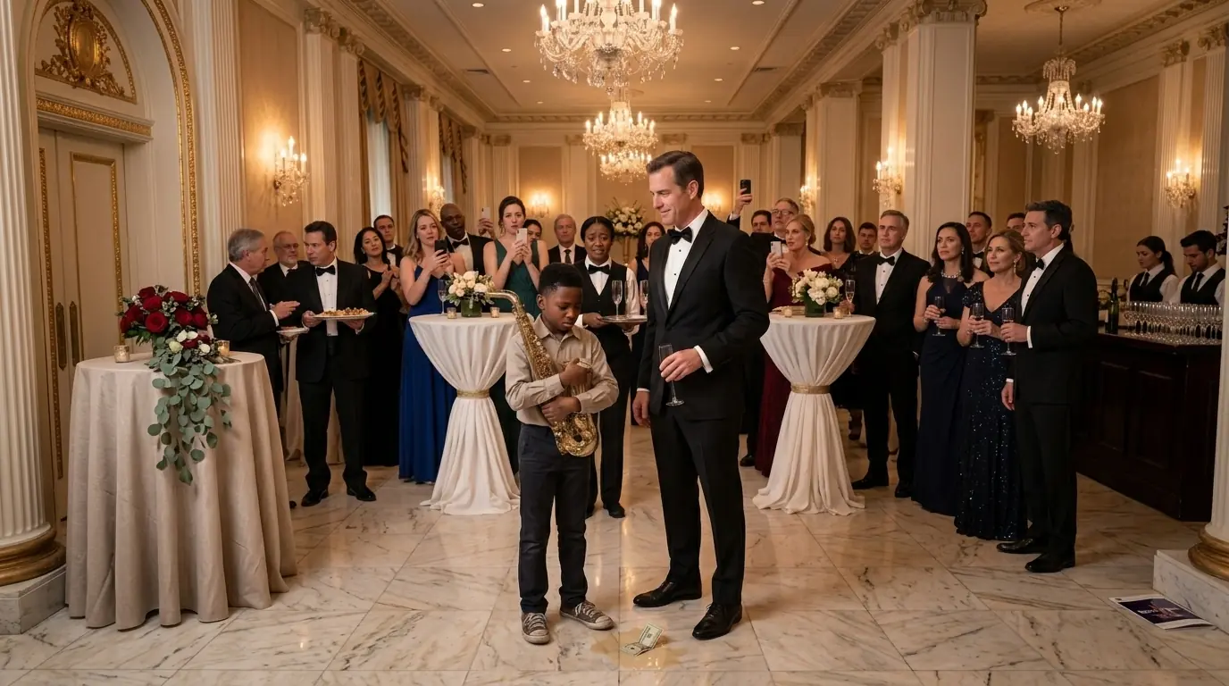 Millionaire Mocked the Black Kid “Play the Sax, I’ll Adopt You” — Then Froze When He Played Like a Pro