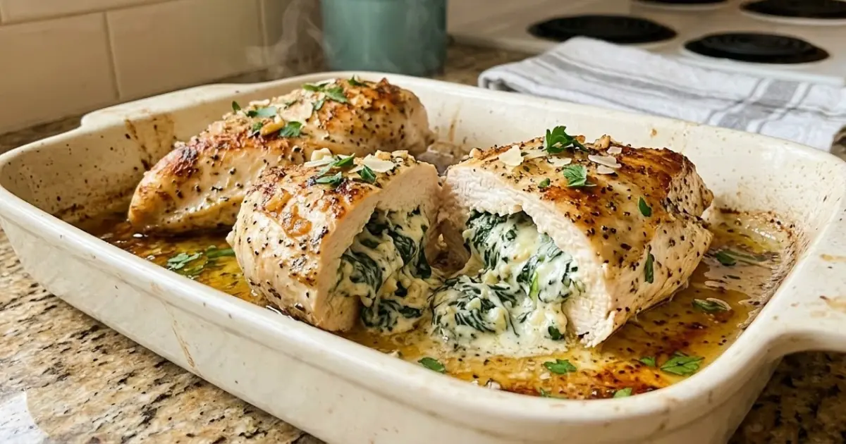 Creamy Garlic Stuffed Chicken Breast – Juicy, Cheesy & Filled with Garlic Herb Cream Cheese