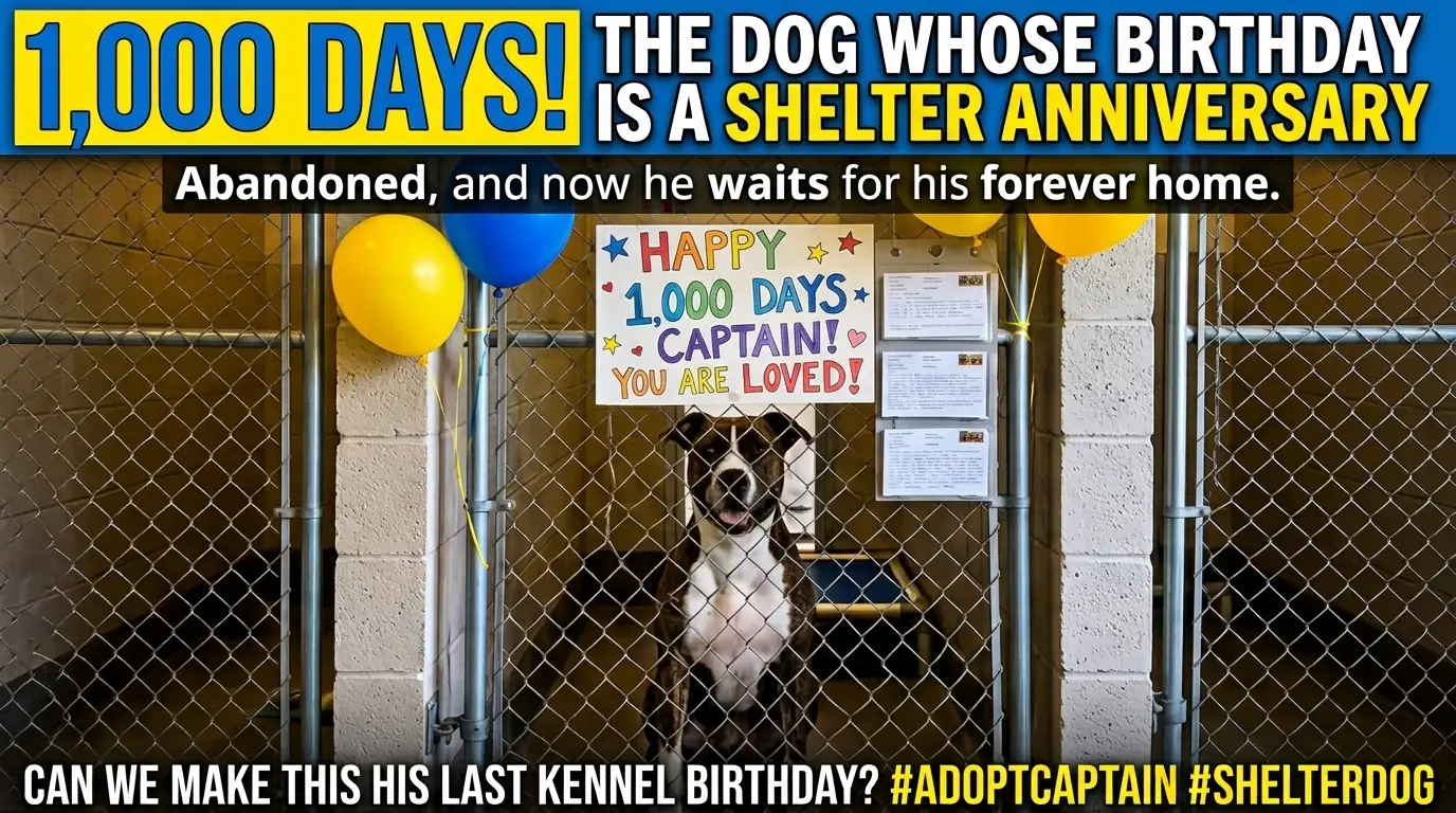 Captain Marks 1,000 Days at the Shelter While Still Waiting for a Home