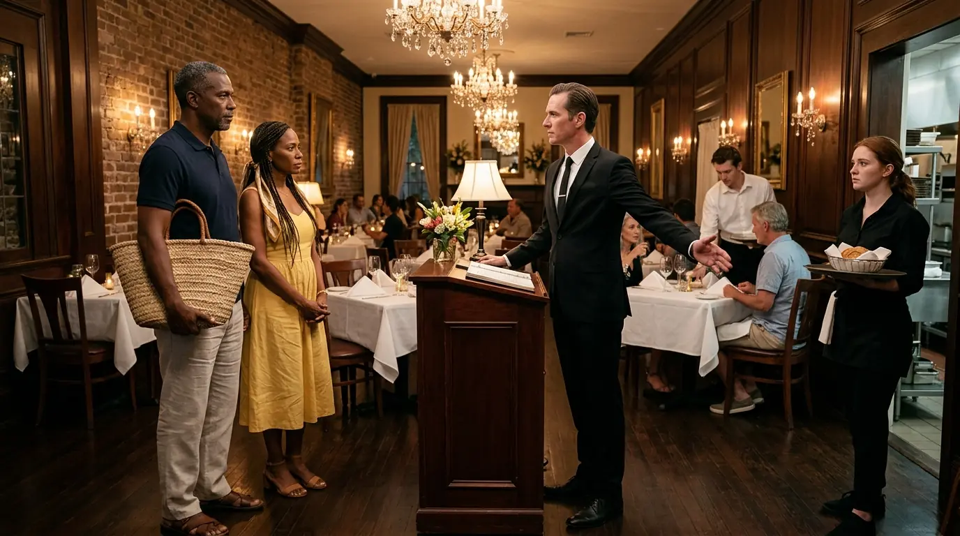 Restaurant Manager Told a Black Couple "No Tables" — Then a Diner Whispered Their Names and He Froze