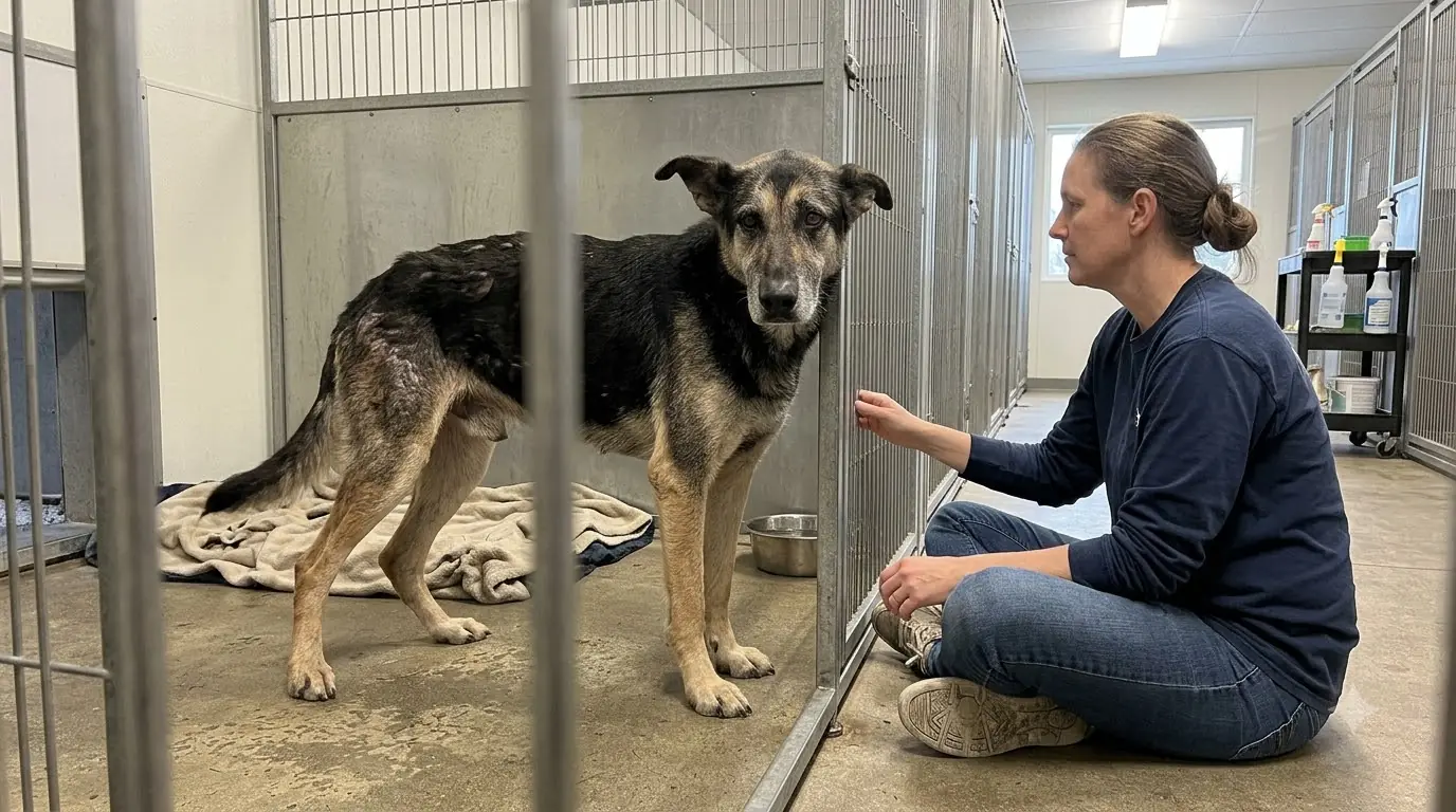 Severely Underweight Senior Dog Rescued After Becoming Too Weak to Stand
