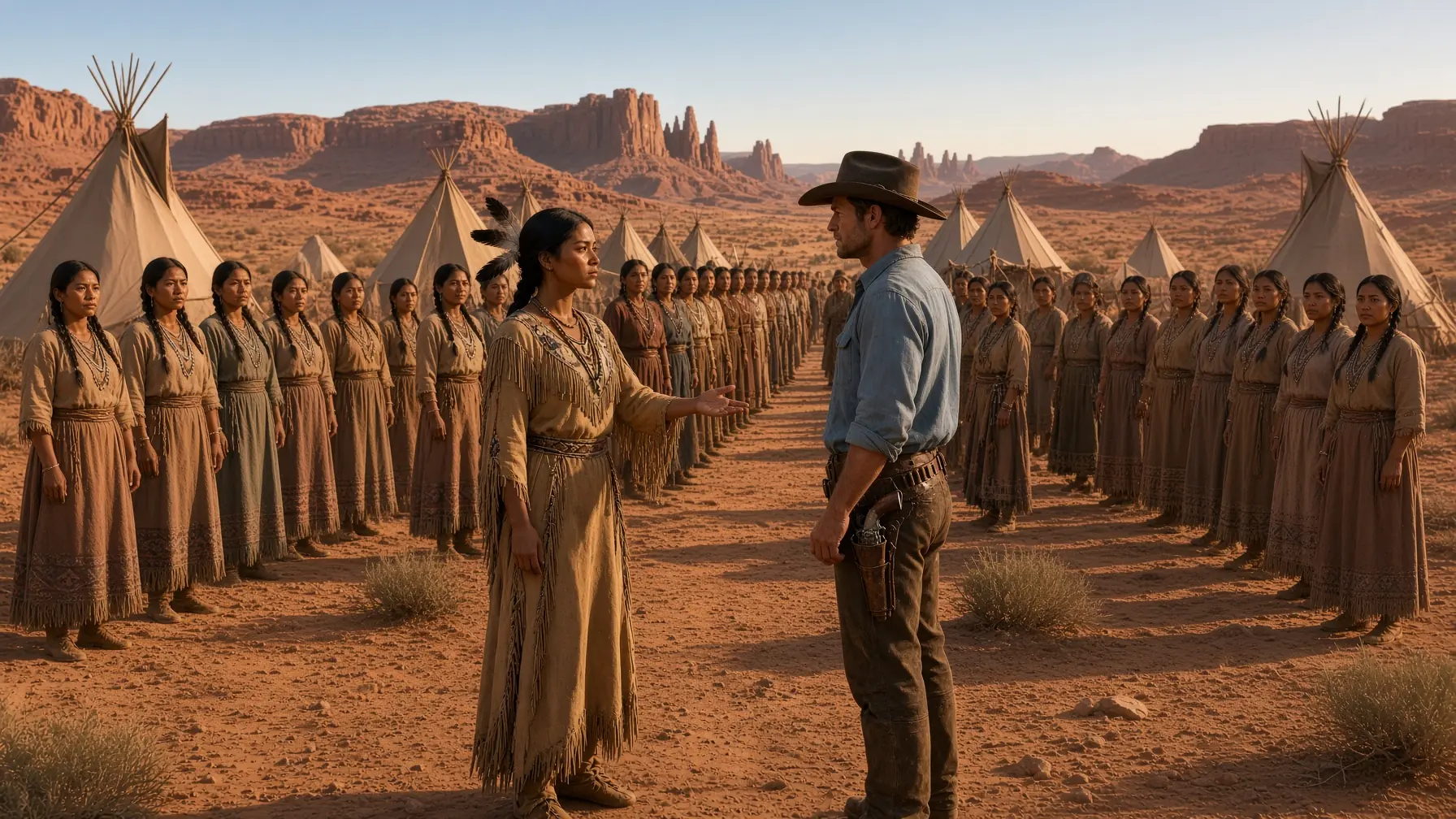 The Cowboy Found Water for the Apaches… The Chief Lined Up 22 Women And His Response Was Shocking