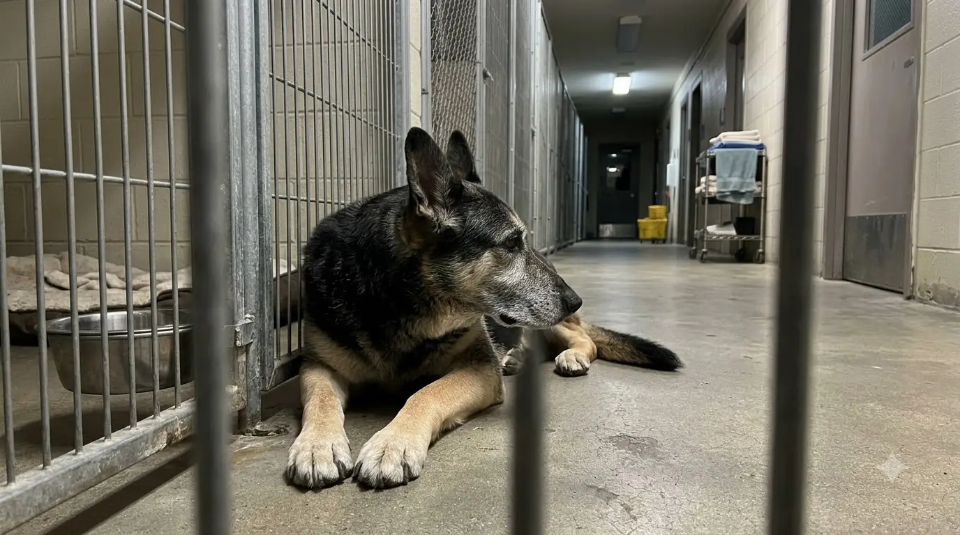 Senior Shelter Dog Luna Spent Every Night Sleeping Beside the Kennel Door