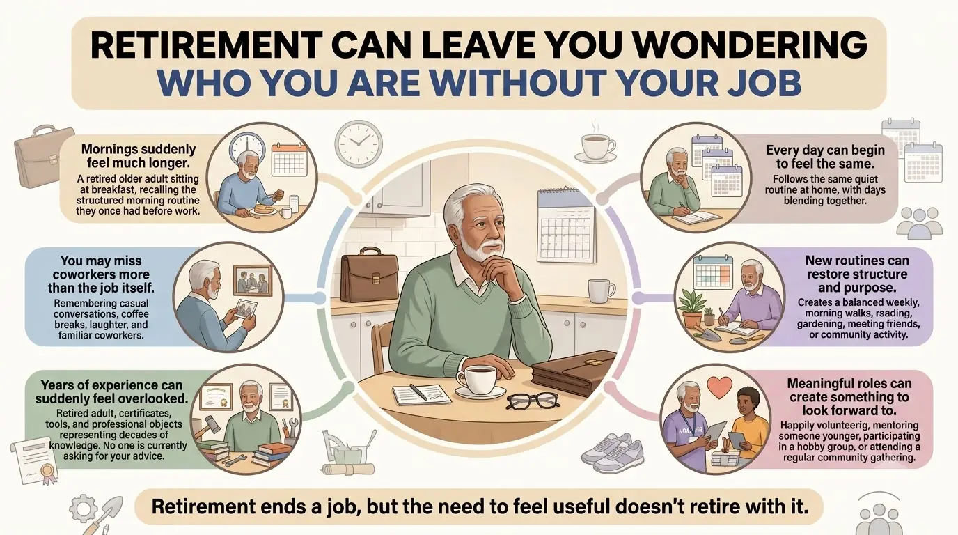 RETIREMENT CAN LEAVE YOU WONDERING WHO YOU ARE WITHOUT YOUR JOB