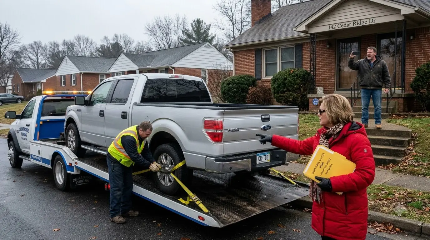 The HOA President Had His Truck Towed From His Own Driveway — Then He Came Outside Furious