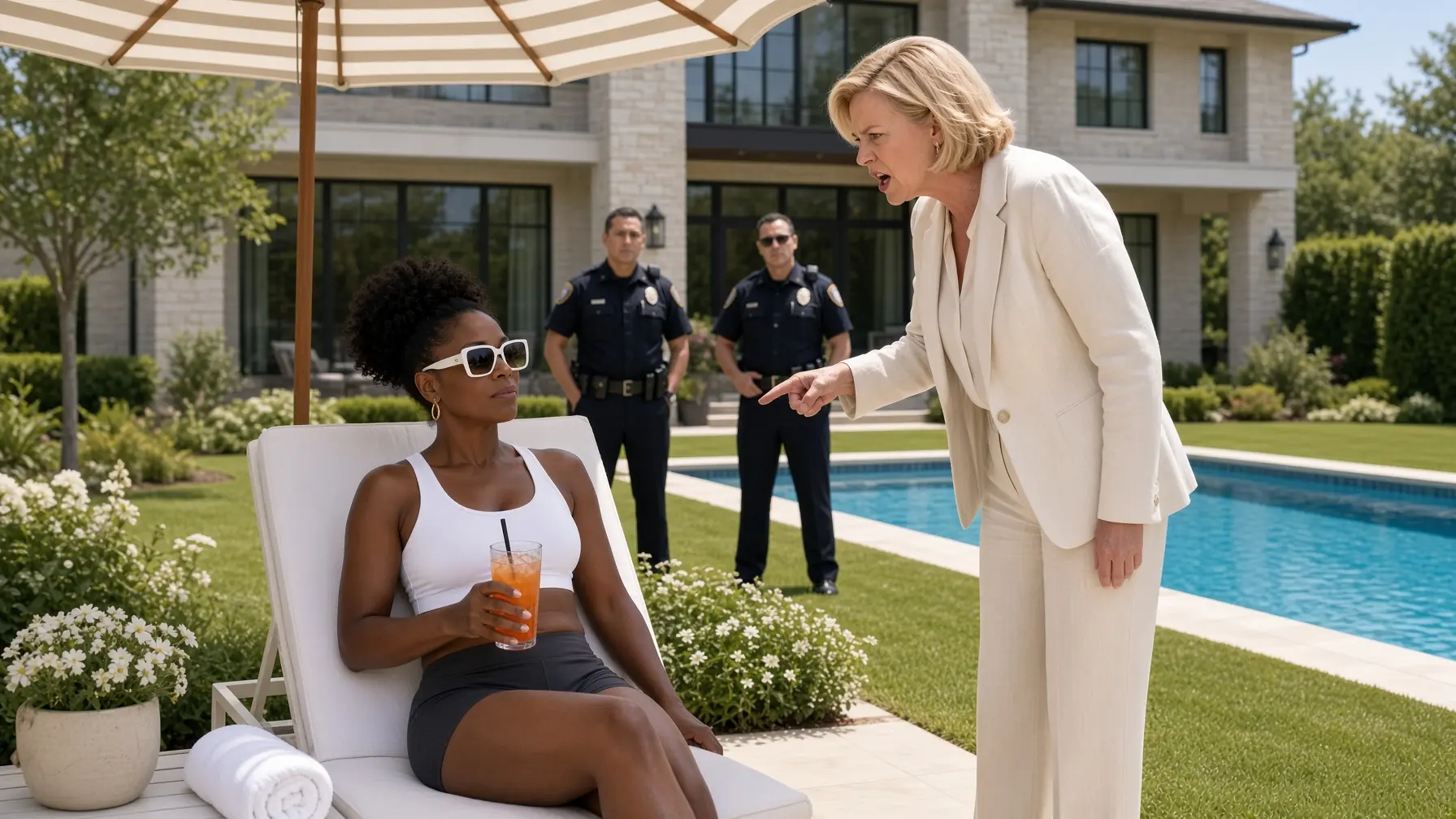 Neighbor Calls Cops to Arrest Woman for Sunbathing at Her Own Pool—Unaware She’s the FBI Chief!