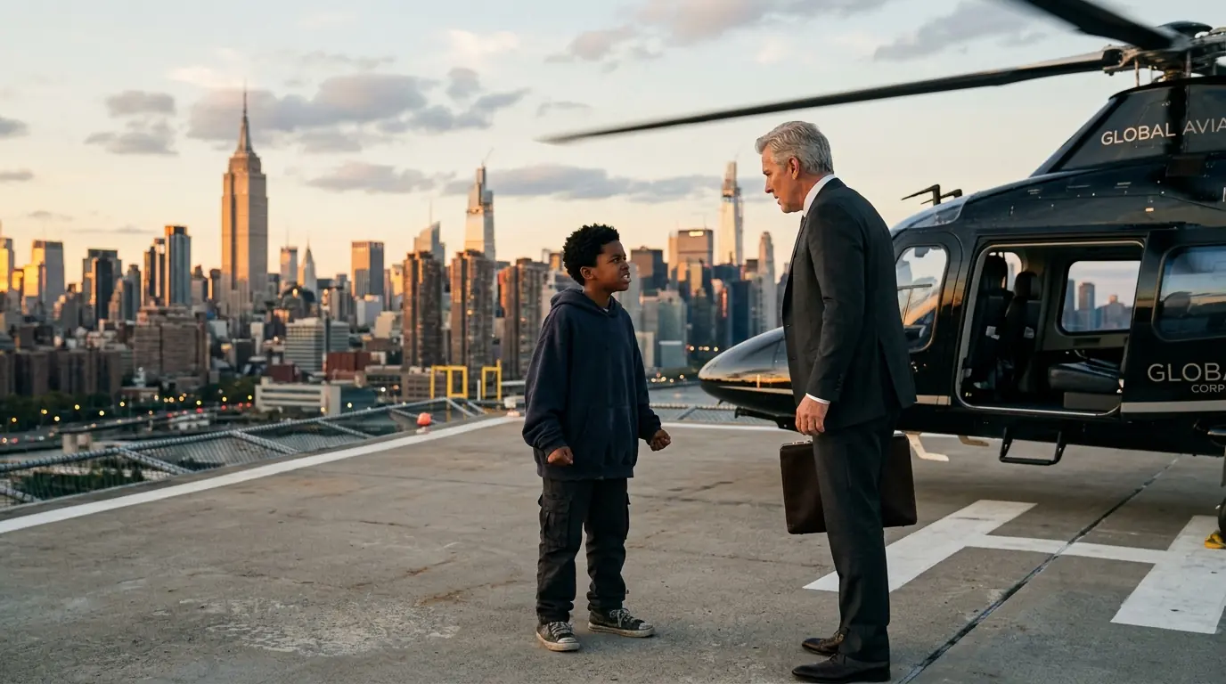 "Don't Get in That Helicopter, Sir" — Street Boy Warns Billionaire on the Rooftop