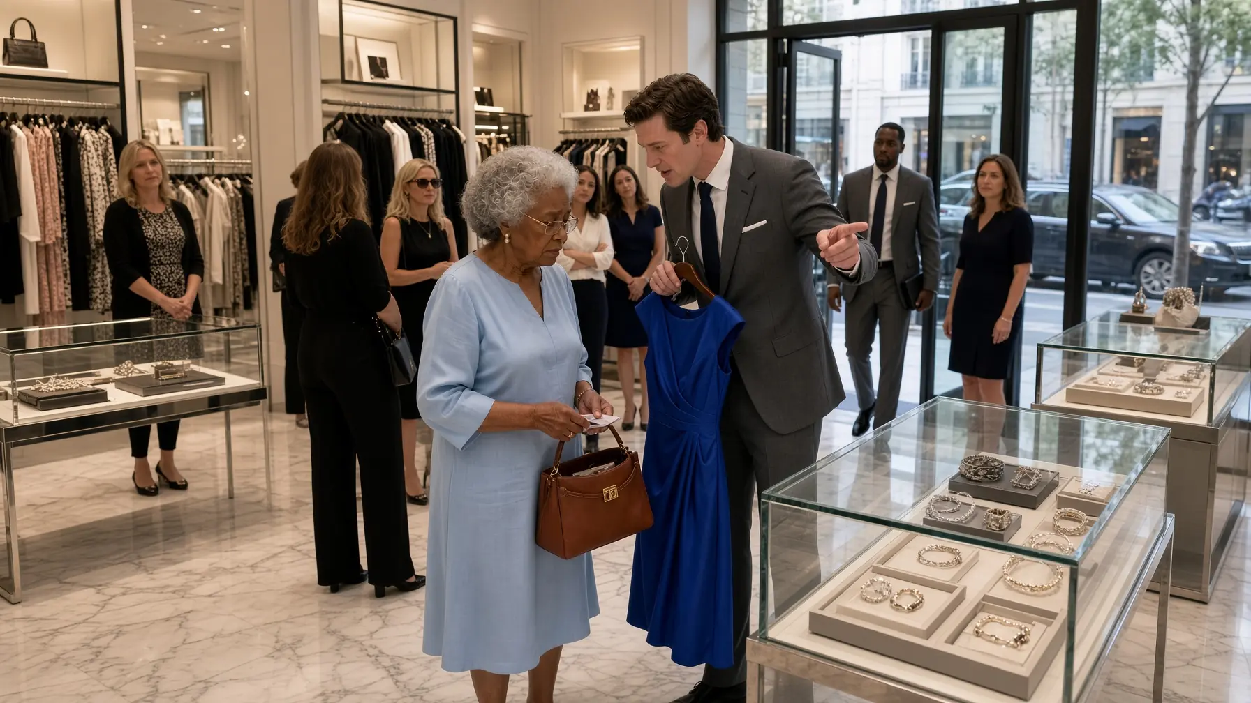 An Elderly Black Woman Was Slapped for Touching a $2,600 Dress — Then the Store Manager Learned Who Her Grandson Was