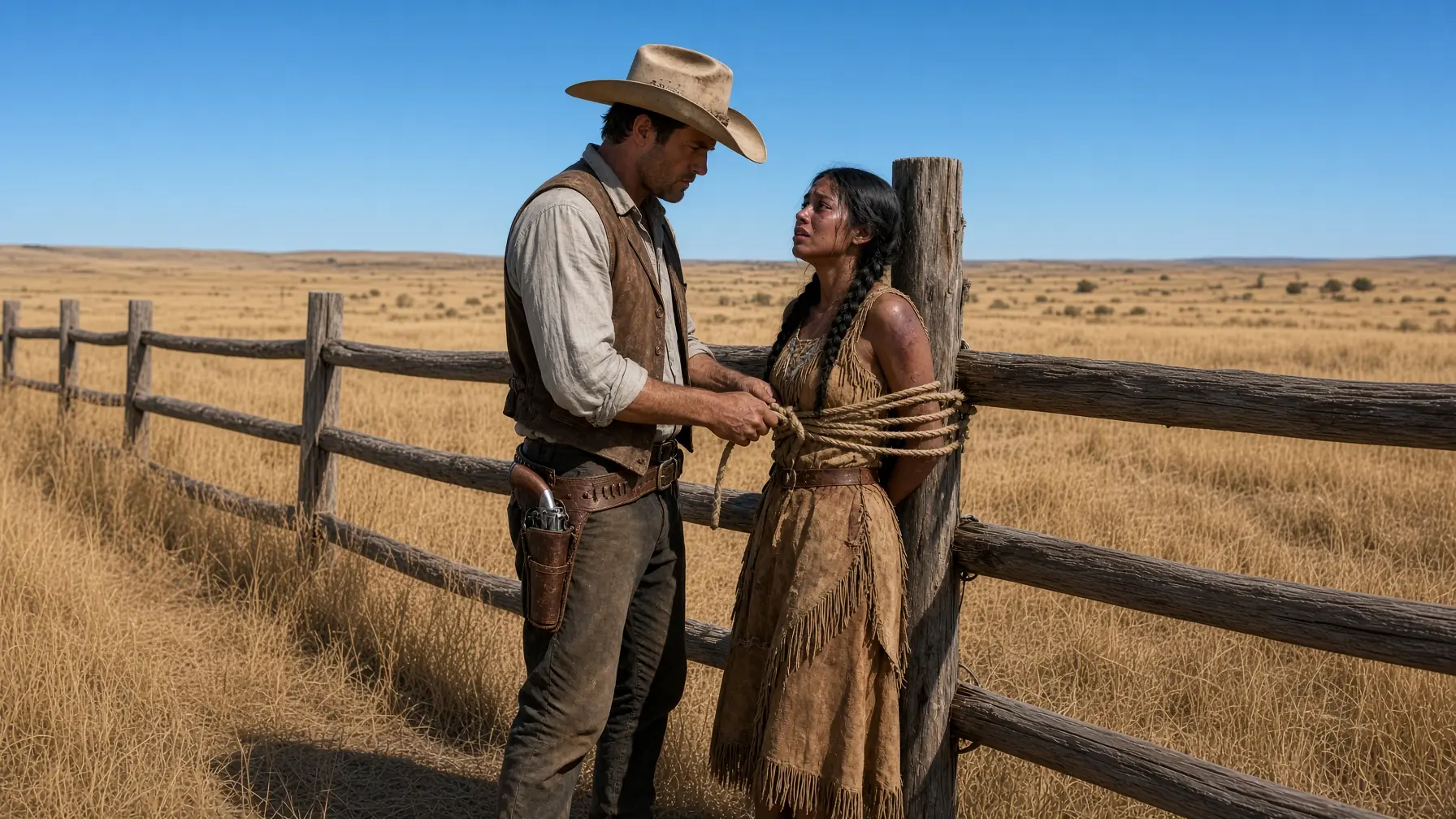 “Do Whatever You Want, Cowboy” Said the Apache Woman Who Was Tied To The Rancher’s Fence - But Then…