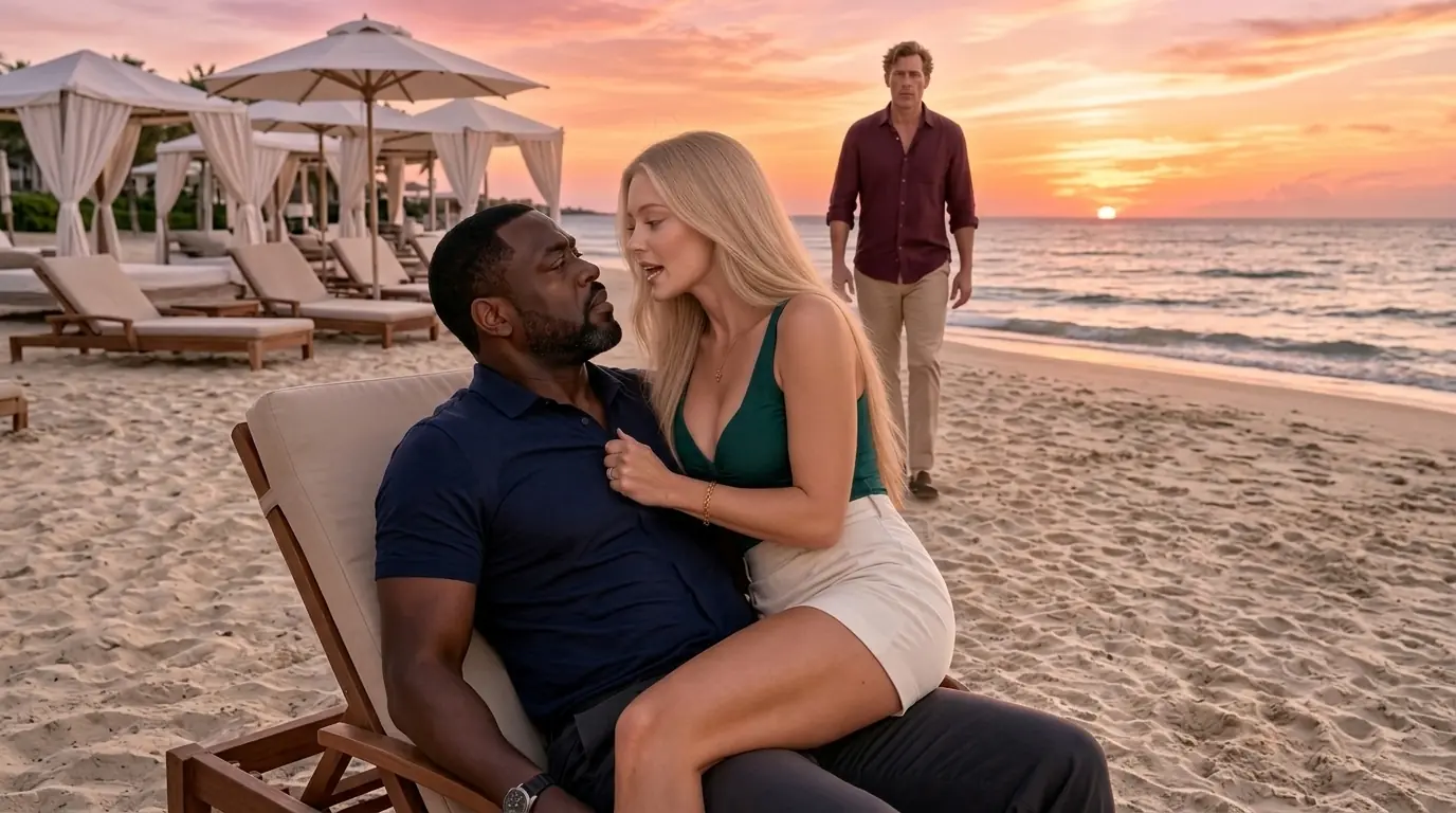 A Billionaire CEO Sat on a Black Single Dad’s Lap at the Beach — Then Whispered, “Kiss Me. My Ex Is Watching.”