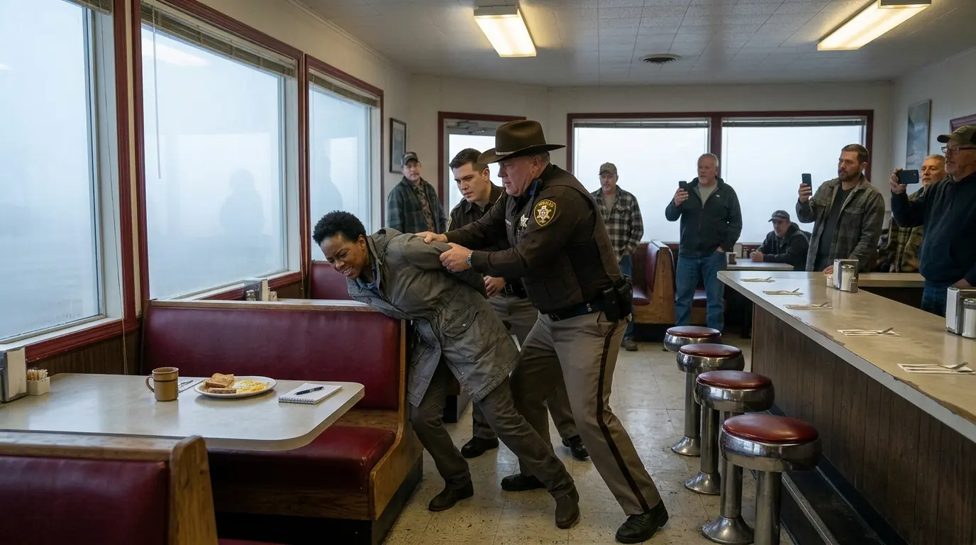 The Sheriff Forced the Quiet Woman Down in the Diner — Then Three Black SUVs Pulled Up Outside