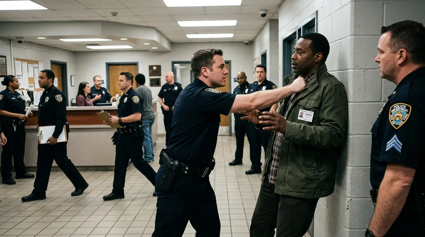 The Officer Pinned the Black Man Against the Station Wall — Then Dispatch Mentioned Tomorrow’s Ceremony