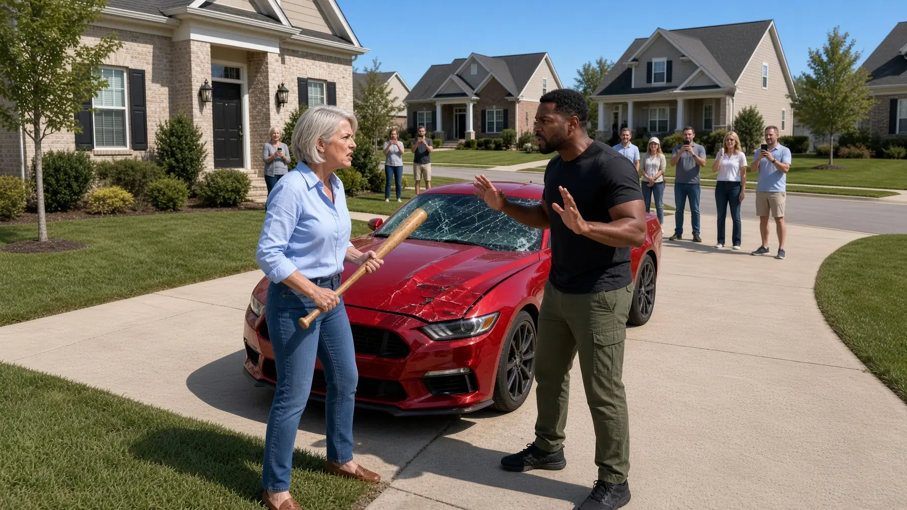 Racist White Woman Smashes Black Man's Sports Car, Unaware He Is A Navy Seal
