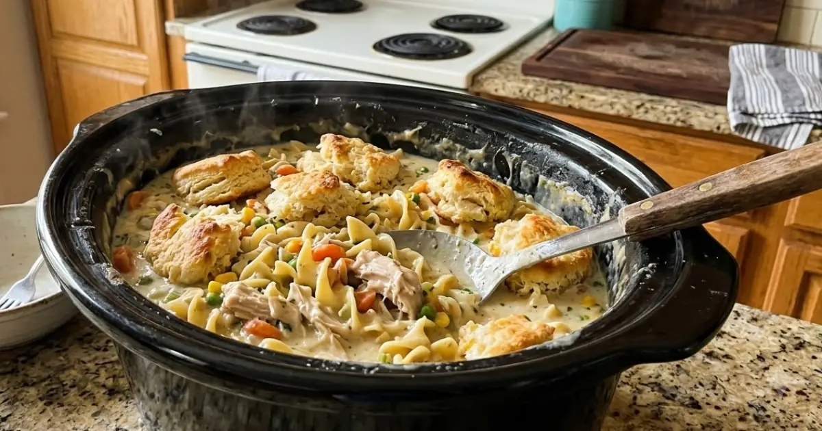 Crockpot Chicken Pot Pie Pasta – Creamy, Cozy & Loaded with Classic Comfort-Food Flavor