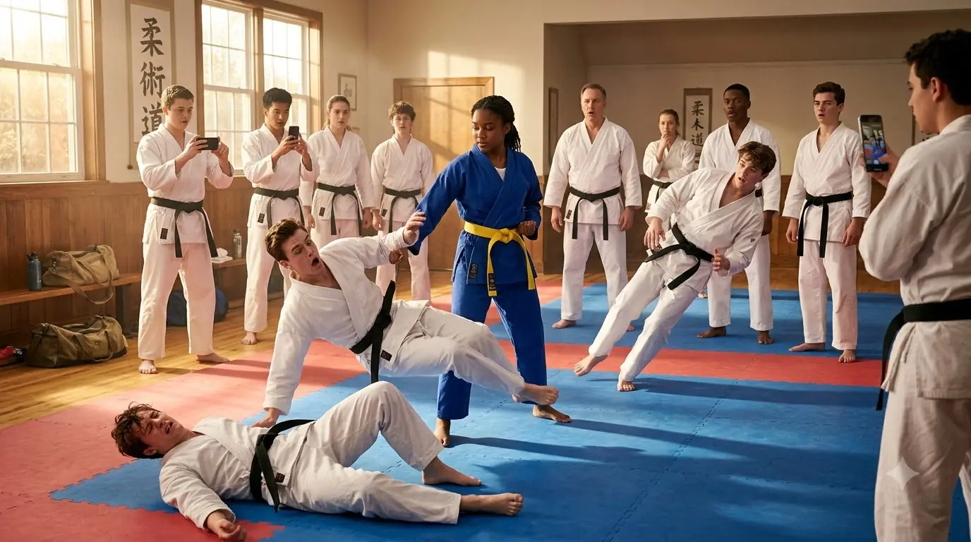 Three Black Belts Cornered the Quiet Girl — Then She Stopped Trying to Leave