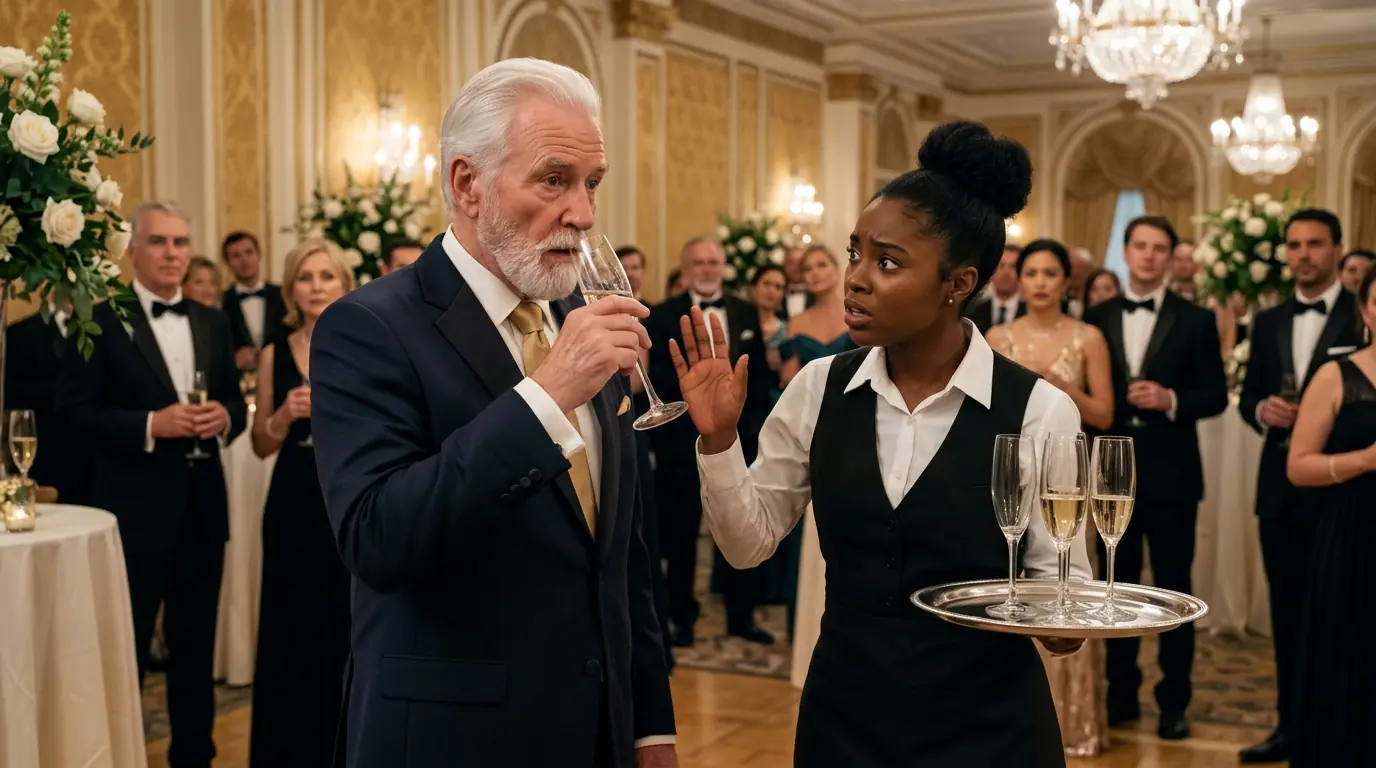 "Don't Drink That, Sir." — A Black Girl's Whisper at the Engagement Froze the Billionaire Mid-Toast