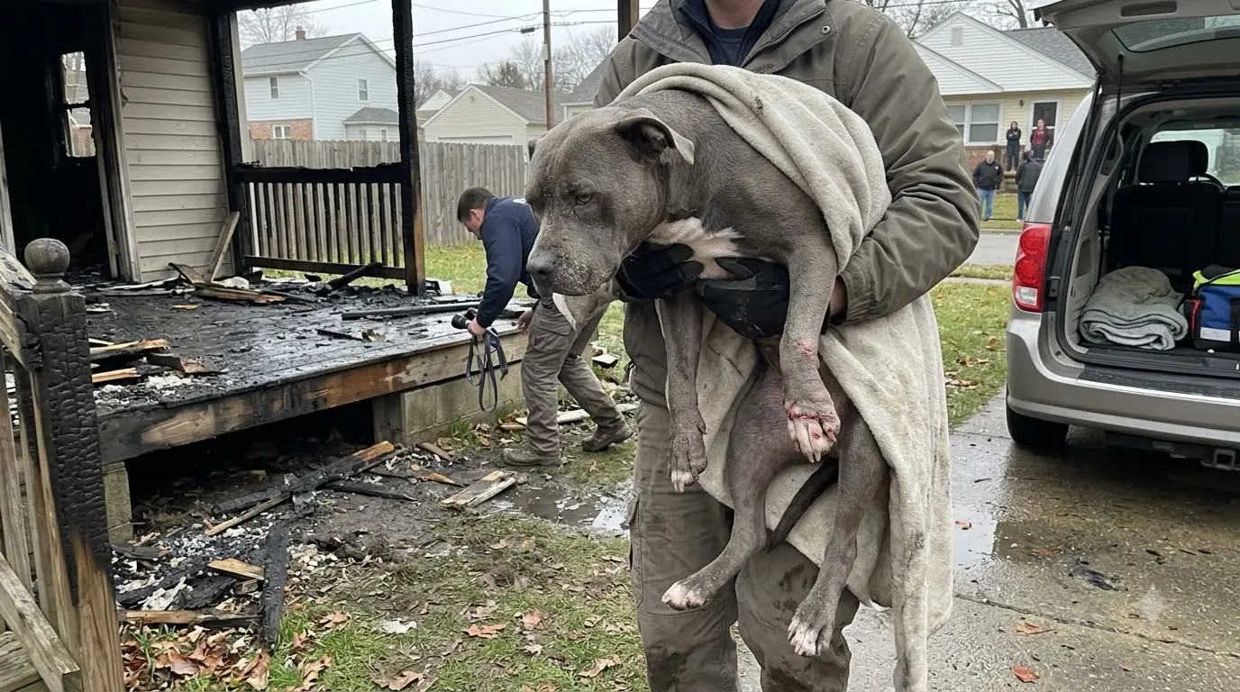Rescue Dog Penny Was Found Trembling Beneath the Porch of a Fire-Damaged Home