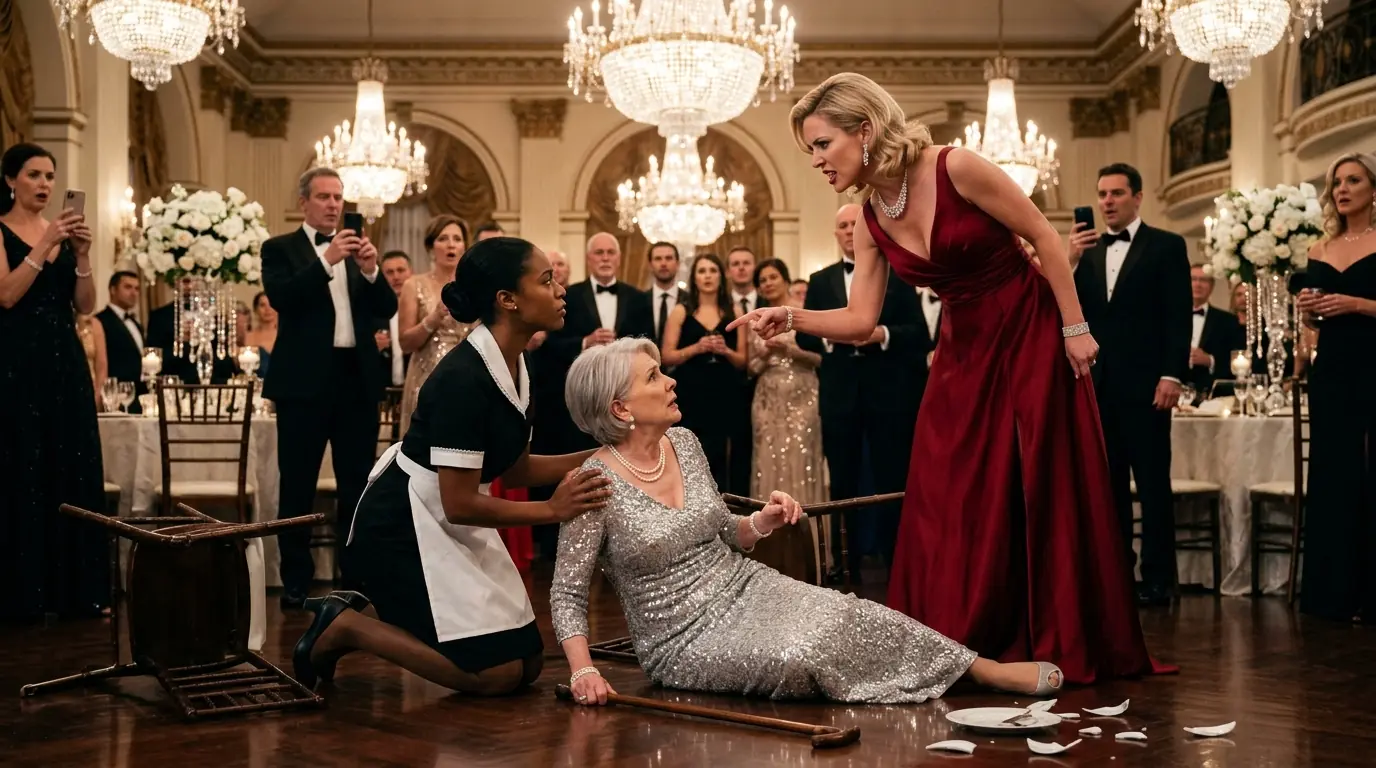 His Fiancée Knocked the Billionaires Mother to the Floor — The Black Maid Stood Up
