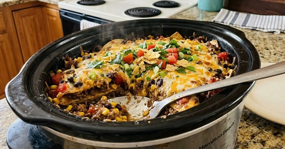 Crockpot Taco Casserole – Cheesy, Beefy & Loaded with Tex-Mex Flavor