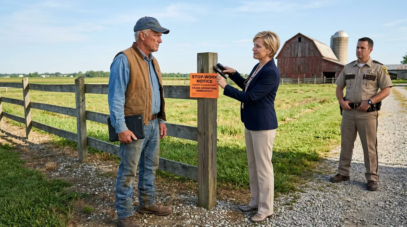 She Stapled a Stop-Work Notice to His Private Post — Then the Deputy Saw What Was Hiding Inside Her Map