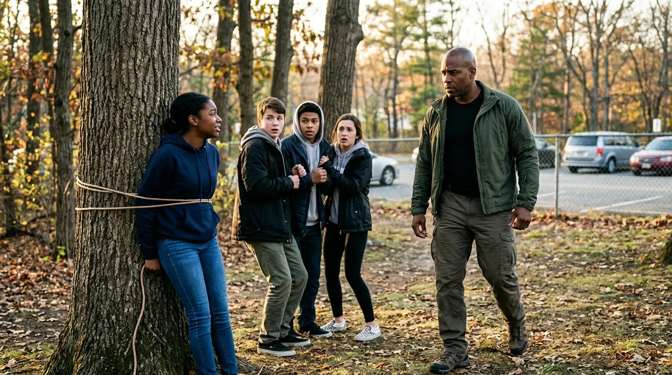 Bullies Target And Tie New Black Girl To A Tree — Unaware Her Father Is Commander