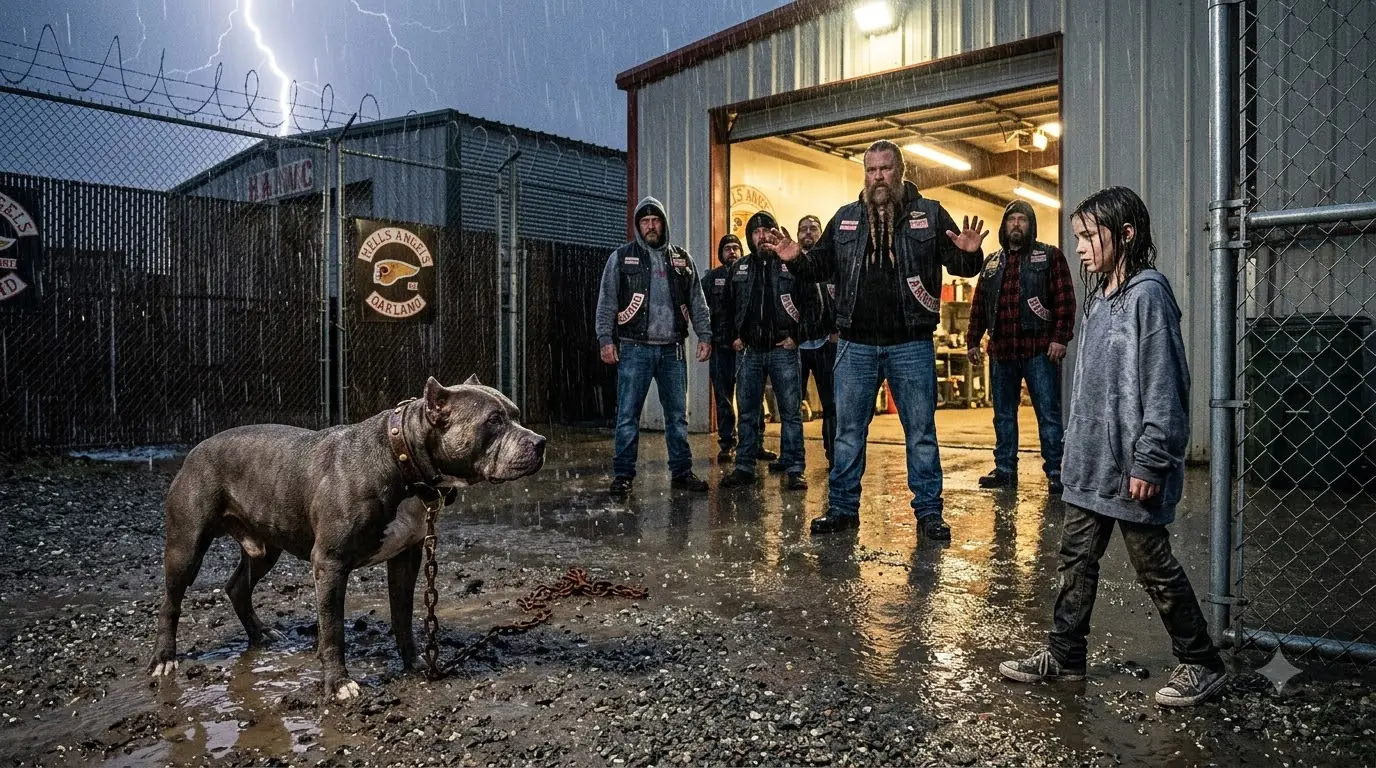 No One Could Approach the Hells Angels’ Pit Bull — Then a Homeless Girl Knelt Down in the Mud