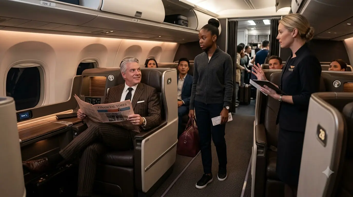 A Businessman Took a 14-Year-Old Girl’s First-Class Seat — Then Her Six-Word Phone Call Stopped the Entire Flight
