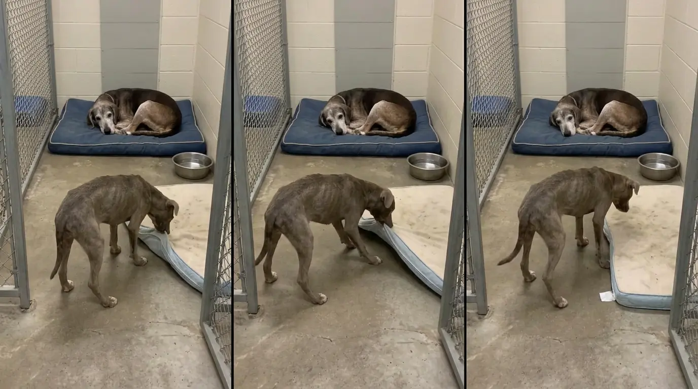 Young Rescue Dog Eli Dragged His Bed Beside Senior Hound Ruth Just as He Had at the Campground