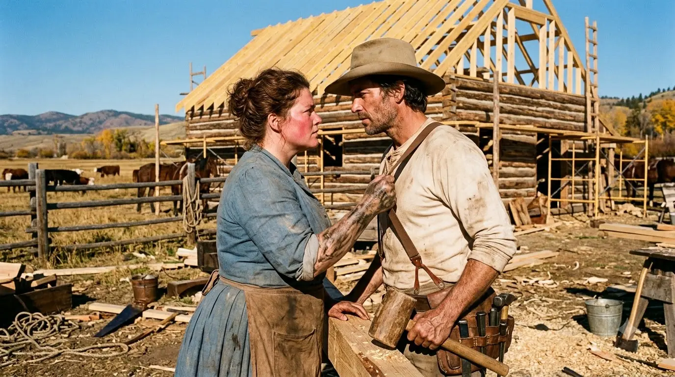 The Ranch Woman Hired a Broken-Handed Drifter to Rebuild Her Barn — Then One Quiet Night Changed What They Both Wanted