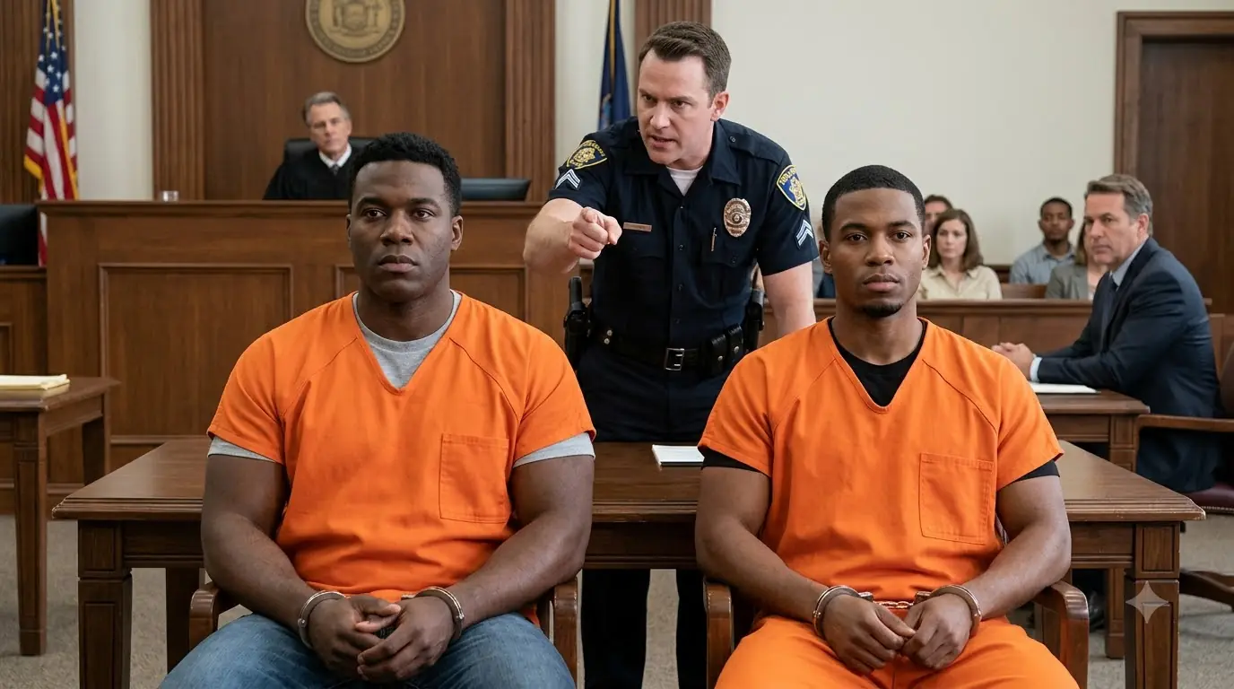 A Corrupt Officer Testified Against Two Man — Then One Look From the Back Row Shut Him Up