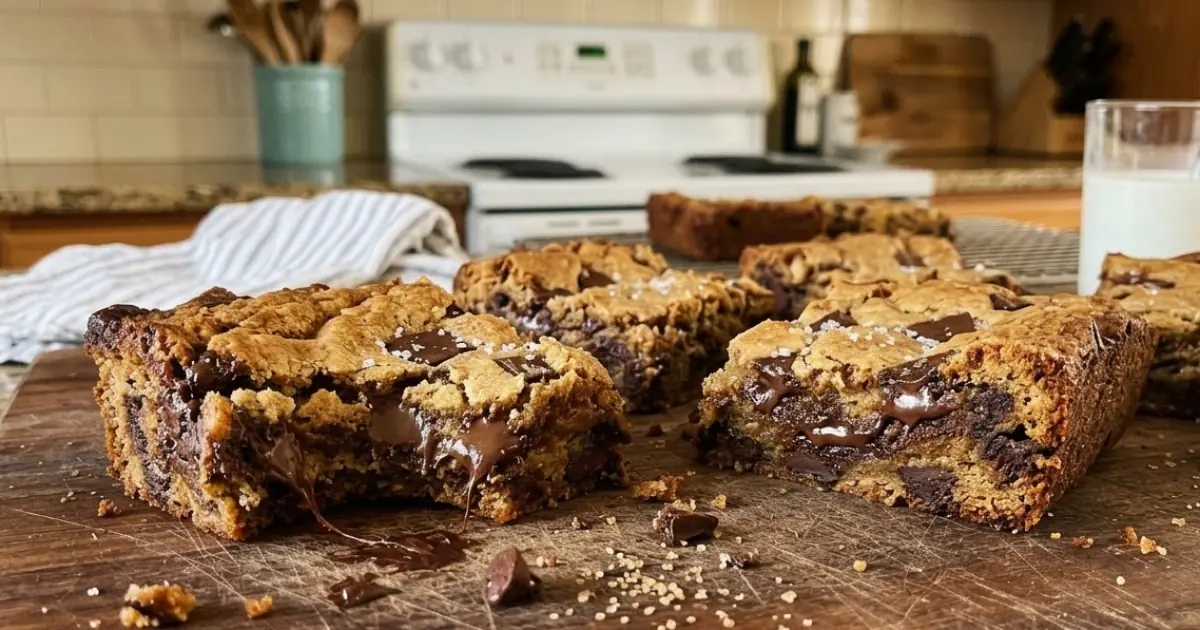 Gooey Chocolate Chip Cookie Bars – Thick, Buttery & Packed with Melty Chocolate