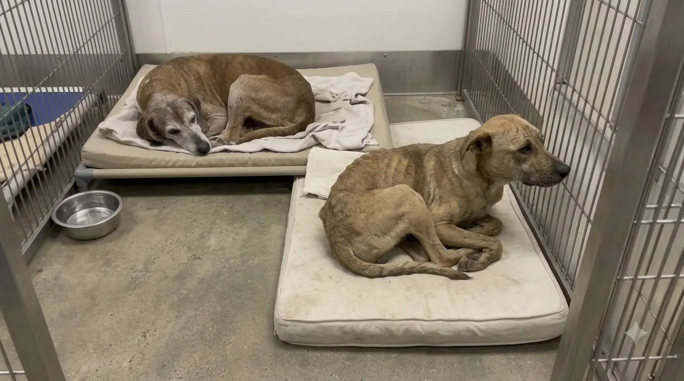 Young Rescue Dog Eli Dragged His Bed Beside Senior Hound Ruth Just as He Had at the Campground