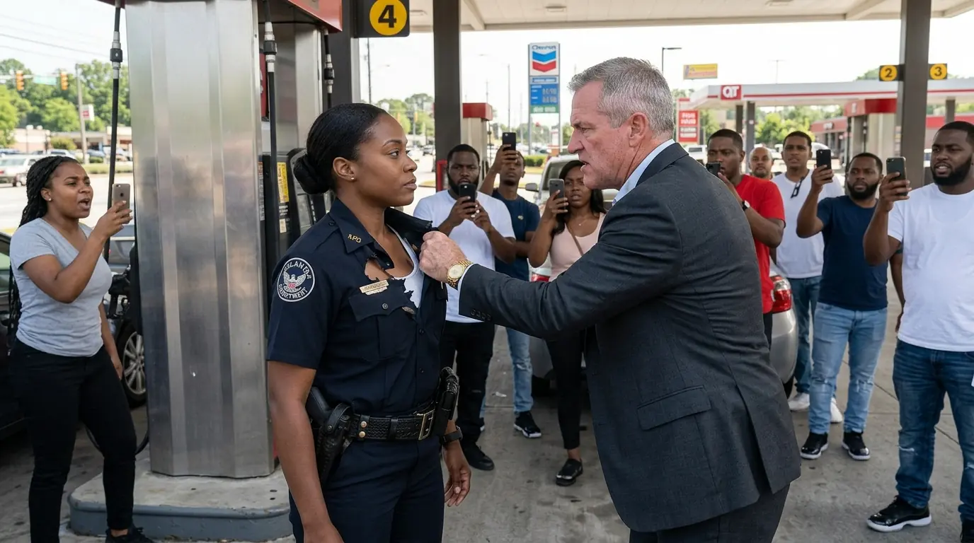 The Rich CEO Grabbed the Black Officer’s Shirt to Humiliate Her — Then the Cameras Caught Everything