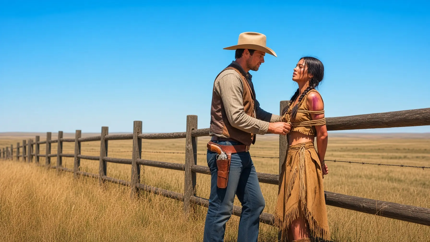 “Do Whatever You Want, Cowboy,” Said The Apache Woman Tied To The Rancher’s Fence — But What He Did Next Changed Everything