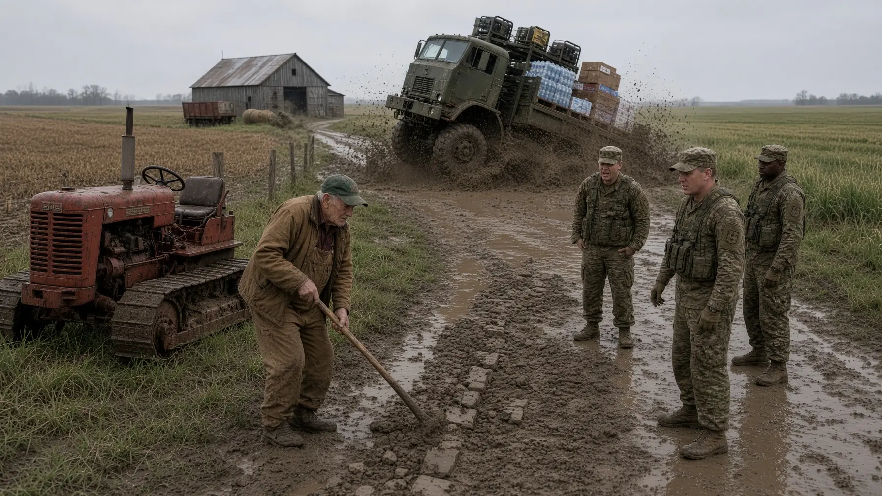 Soldiers Laughed When an Old Farmer Offered His 60-Year-Old Tractor — Then Their Army Truck Sank Another Foot