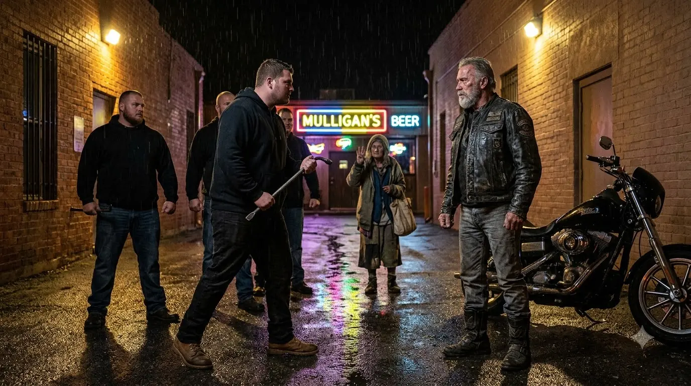 3 Men Cornered a Hells Angels Boss in an Alley — Then a Beggar Woman Raised Three Fingers