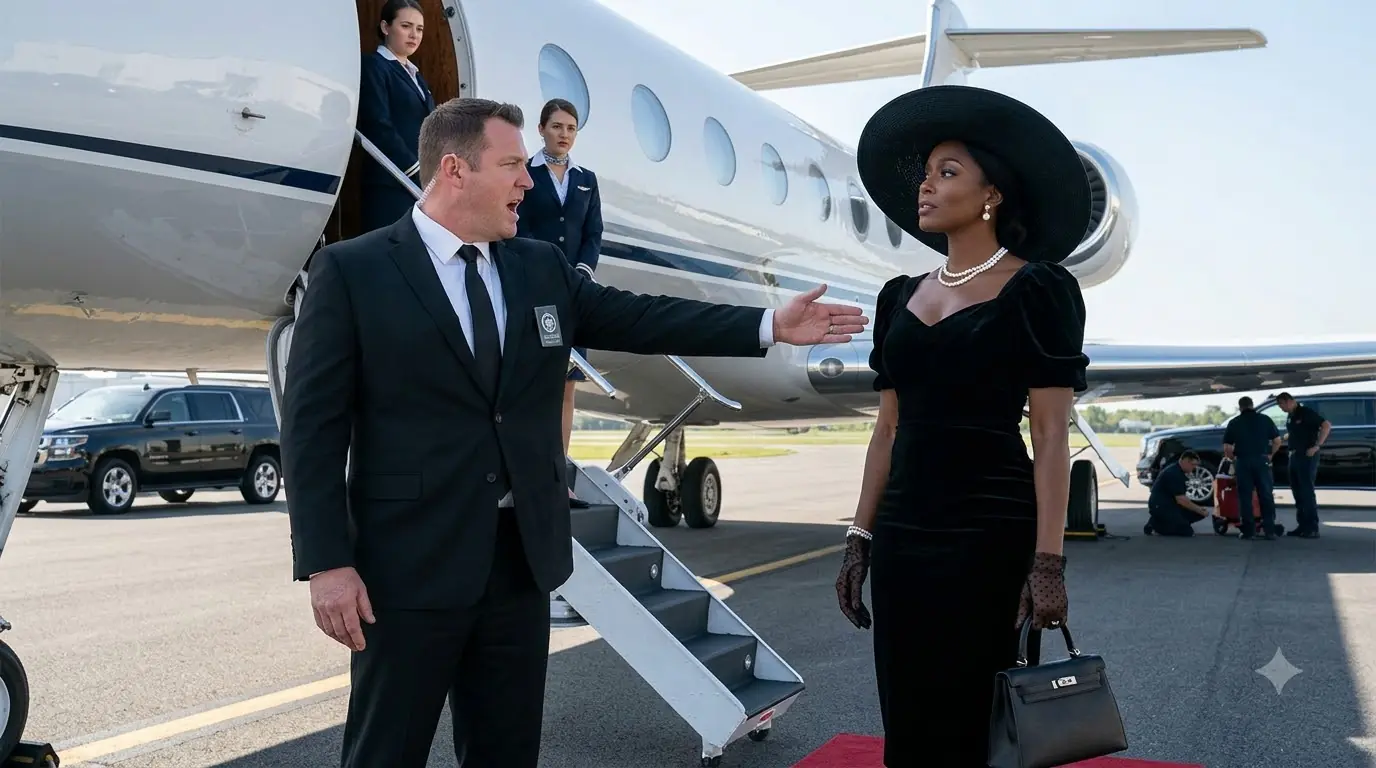 Security Chief Grabbed a Woman Beside a $65 Million Jet — Then the Radio Revealed Who Owned the Entire Company
