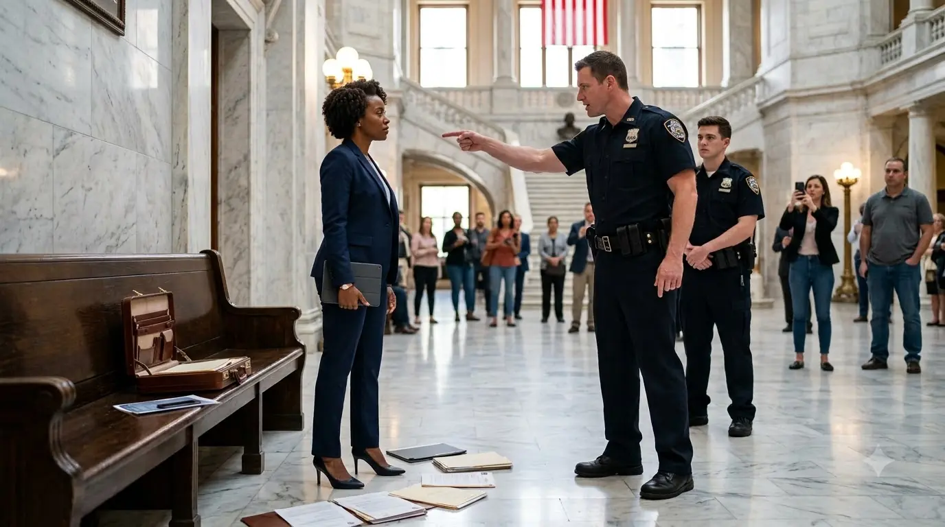 Cop Tried to Remove a Woman from City Hall — Then the Man Announced Who She Was