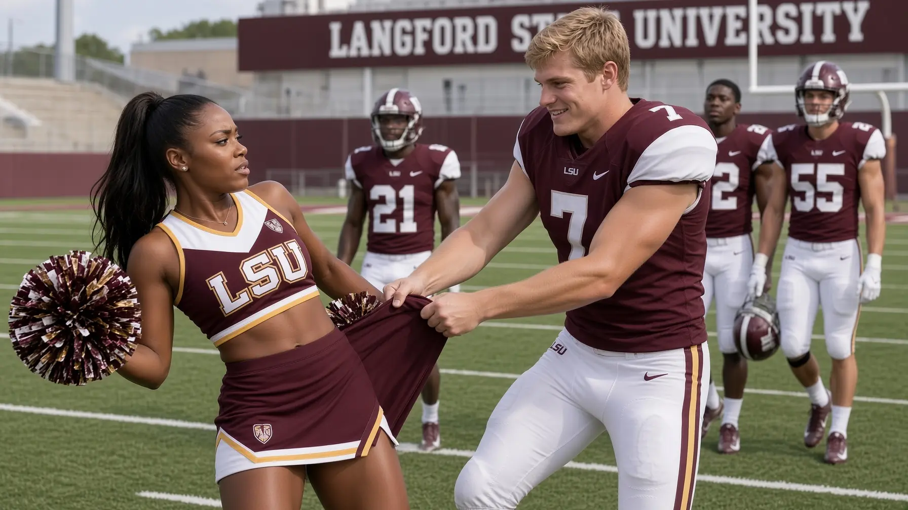 Star Quarterback Grabbed the New Black Cheerleader’s Skirt — Then She Caught His Wrist