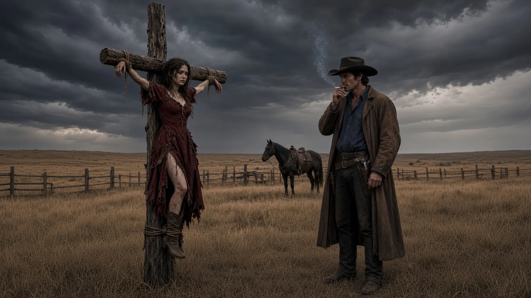 They Left Her Tied in the Prairie — The Stranger Who Cut Her Loose Made the Whole Town Listen