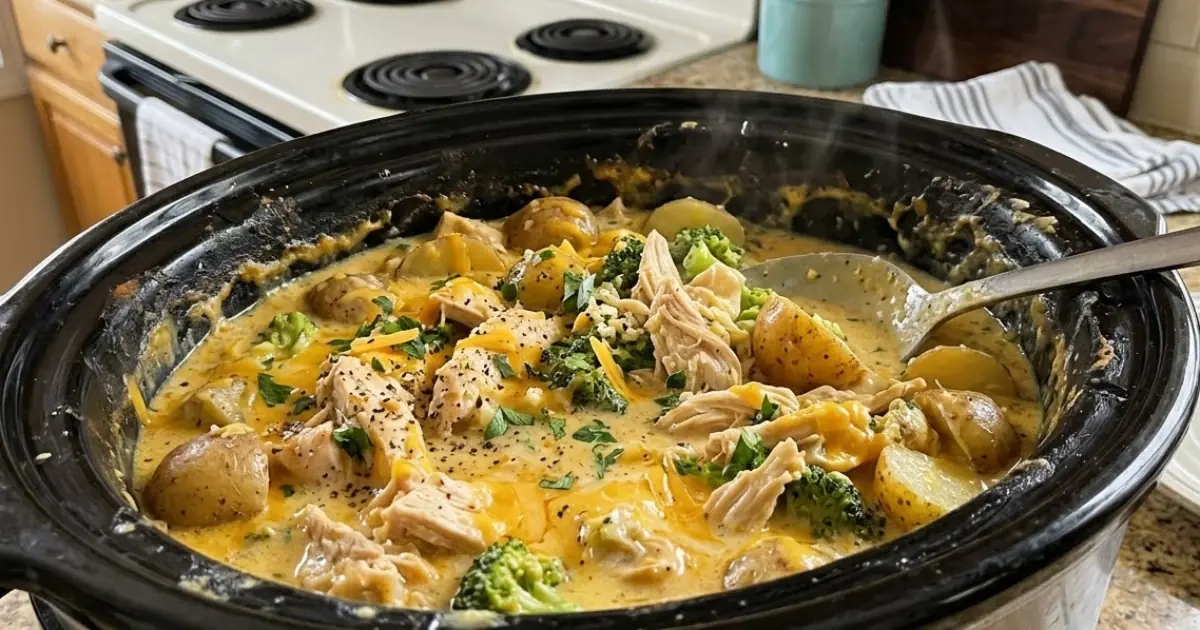 Crockpot Cheddar Broccoli Chicken & Potatoes – Creamy, Cheesy & Made for Cozy Family Dinners