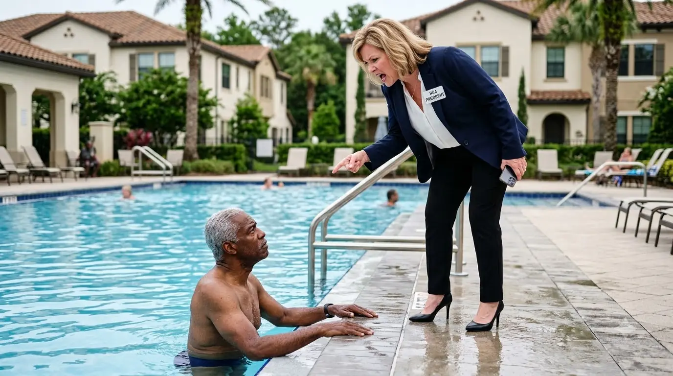 Woman Called the Cops on the Black Man by the Pool — Then Her Jaw Dropped as They Saluted Him