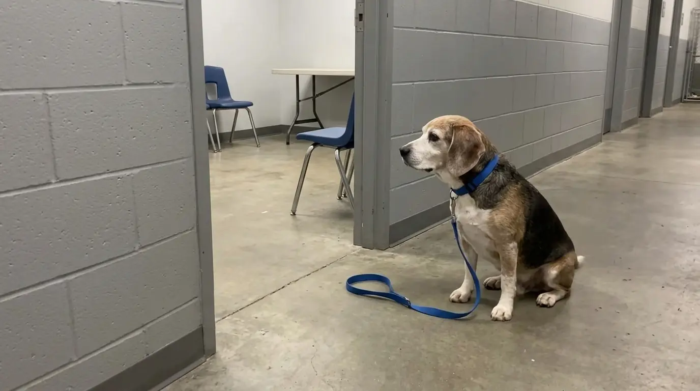 After Every Adoption Meeting, This Senior Shelter Dog Sits Beside the Empty Room Instead of Walking Back to His Kennel