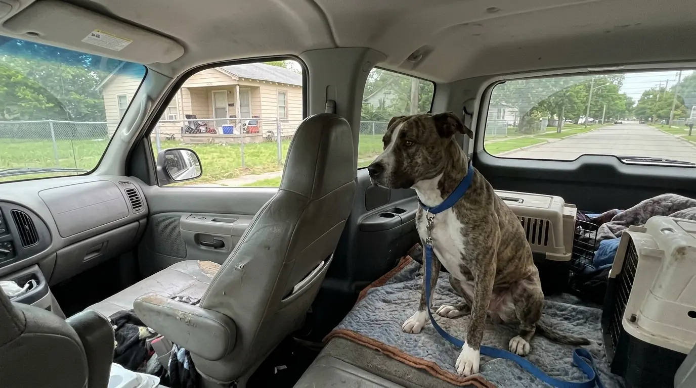 Even After Rescuers Untied Him From the Empty House, This Pit Bull Kept Turning Around to Watch It Disappear